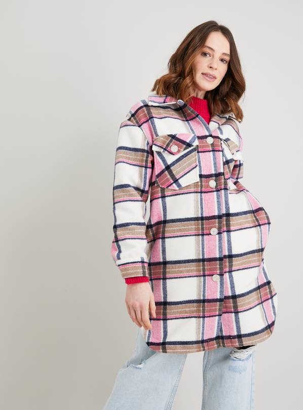 Pink Check Longline Shacket - 14